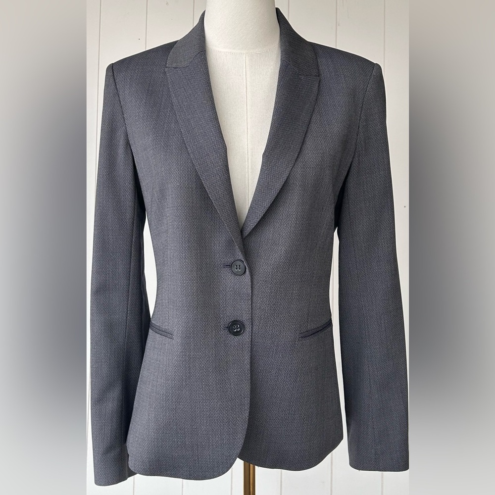Theory Women’s Nichelle Wool Blazer Tailored Silhouette Gray Lined Size 8